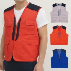 배색 콜라보 작업 조끼 M-2XL 남자 여자