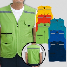 스텝 야광 반사 띠 조끼 M-3XL, 남자 여자 조끼