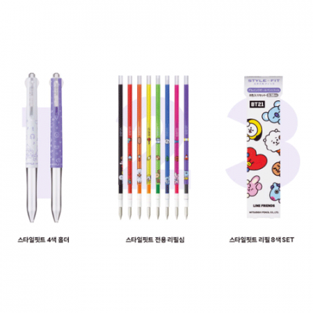 미쯔비시) 한정판 스타일핏 BT21 리필 (0.38mm / 8색 세트 / UMR-179BT-38 8C) #2