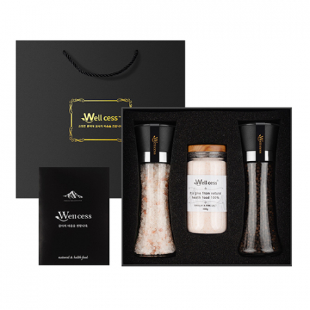 웰세스 WG-243 히말라야 핑크솔트 블랙페퍼 그라인더 선물세트[핑크솔트 굵은입자 240G, 블랙페퍼 110G, 핑크솔트 고운입자 300G] #2