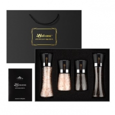 웰세스 WG-245 히말라야 핑크솔트 블랙페퍼 그라인더 선물세트[핑크소금 굵은입자 240G, 200G, 통후추 110G, 100G]