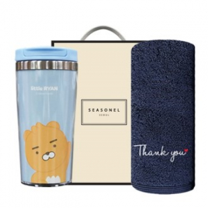 송월 시즈넬 선물세트 땡큐 타올 190g + 카카오 그래픽텀블러