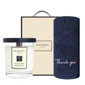 송월 시즈넬 선물세트 소이캔들 220g + 땡큐 타올 190g