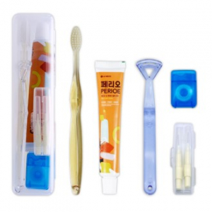여행용국산 칫솔치약세트 7호(페리오치약+미세모칫솔+혀클리너+치실+치간칫솔2p)