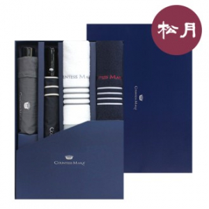 송월 프리미엄 우산+타올 4매입 세트2- 베이직 (CM 3단 폰지 우산 1개 + CM 2단 폰지 우산 1개 + CM 포라인 수건 2매 + CM콤보 케이스)