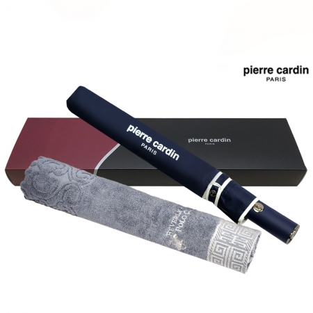 피에르가르뎅 폰지 바이어스 2단 우산& 격자 타올세트 F #3