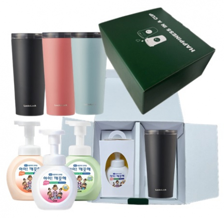 아이깨끗해 락앤락 원터치 클립 텀블러 540ml 해피니스 선물세트 #2