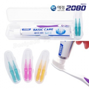 애경 2080 칫솔+2080 치약+치간 칫솔 2p 케이스 / 칫솔 치약 세트
