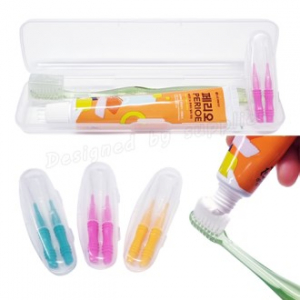 치과용 크리스탈캡+페리오+치간 칫솔 2p 케이스 / 칫솔 치약 세트