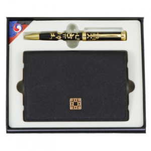 한글볼펜+완자문 콤비 여권지갑