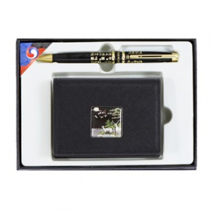 훈민 정음 볼펜+채색 십장생 자개 가죽 명함지갑