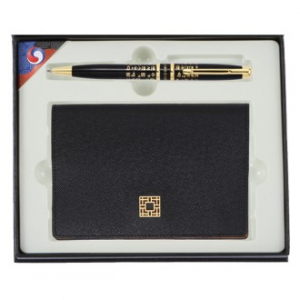 훈민볼펜+완자문 가죽 여권지갑