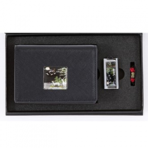 채색십장생 자개소가죽 명함지갑+자개 USB