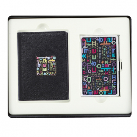 한글자개 가죽 명함 지갑  금속 명함케이스