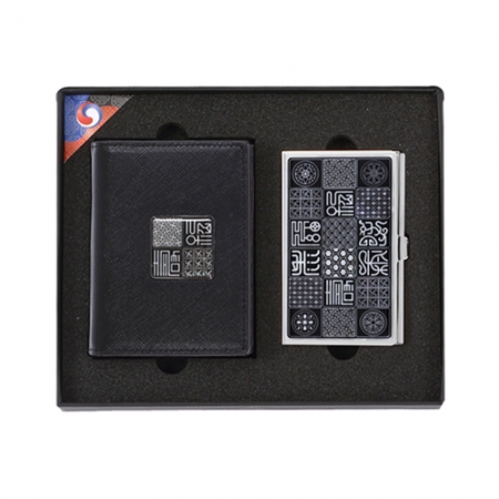 수복자개 소가죽 명함지갑+수복문자도 자개 명함케이스 2종 세트 #2