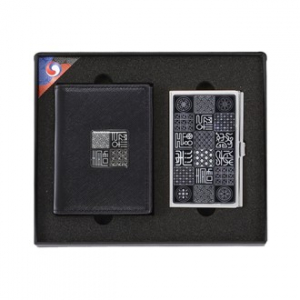 수복자개 소가죽 명함지갑 + 수복문자도 자개 명함케이스 2종 세트