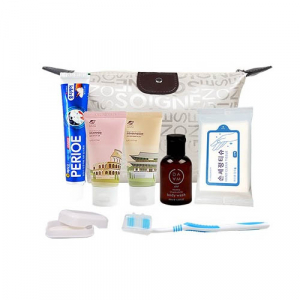 해피 여행용세트 8종 [파우치, 치약, 칫솔, 샴푸, 린스, 바디워시, 손세정티슈, 비누]_214