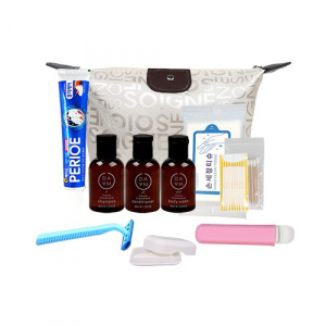 해피 여행용세트 11종 [파우치, 치약, 칫솔, 샴푸, 린스, 바디워시, 손세정티슈, 치간칫솔, 면봉, 비누, 면도기]_014