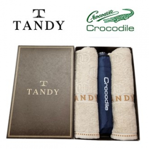 탠디 베이직 로고타올 2매 + 크로커다일 바이어스 수동우산 세트 21번