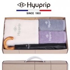 협립 코마 바스타올 1P + 세면타올 2P + 2단 암막 원목 곡자 우산 1P - 우산 타올 세트
