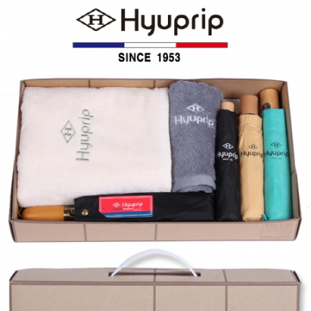 협립 코마 바스타올 1P+세면 타올 1P+3단 원목손 우산4종- 우산 타올세트 #2