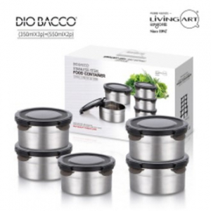 리빙아트 스텐 밀폐용기 5종 (350ml*3P, 550*2P)