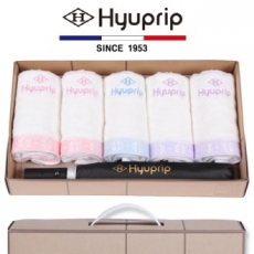협립 눈꽃 타올 5P + 2단 폰지 실버 자동우산 1P- 우산 타올 세트