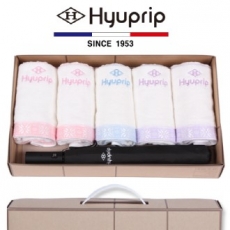 협립 눈꽃 타올 5P + 2단 심플 자동우산 1P- 우산 타올 세트