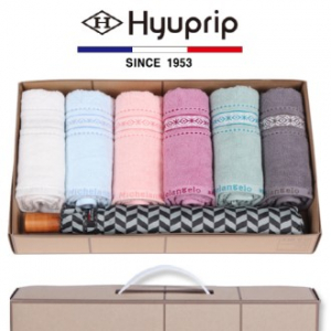 마시멜로 타올 6P 세트 + 2단 그레이시걸 원목 손 우산 1P- 우산 타올 세트