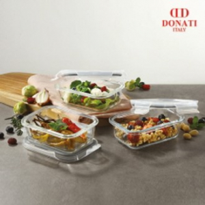 레인보우 강화 유리 직사각 소 3조 밀폐용기