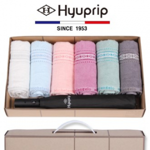 마시멜로 타올 6P 세트 + 2단 심플 우산 1P- 우산 타올 세트