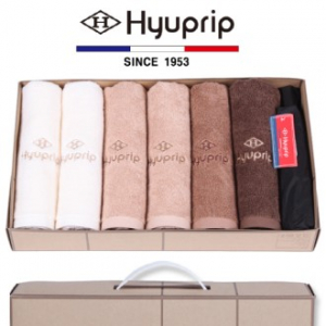 협립 40수 호텔타올 6P + 3단 VIP 초고밀도 수동우산 1P - 우산 타올 세트