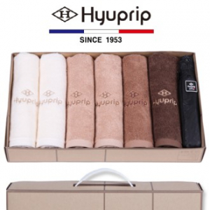 협립 40수 호텔타올 6P + 3단 암막 커넥션 수동우산 1P - 우양산 타올 세트