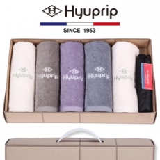협립 호텔 코마 타올 5P + 4단 미니 암막 블랙 수동우산 1P - 우산 타올 세트