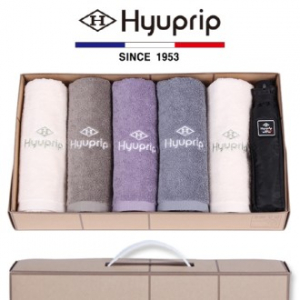 협립 호텔 코마 타올 5P + 3단 암막고밀도 수동우산 1P - 우양산 타올 세트