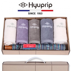 협립 호텔 코마 타올 5P + 2단 멀티 원목 우산 1P - 우산 타올 세트