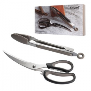 카셀 EF (eco-friendly) 곡선 삼겹살 가위 실리콘 집게 세트