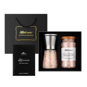 웰세스 WG-201S 히말라야 핑크솔트 그라인더 선물세트[핑크소금 굵은입자 200G, 리필 300G]