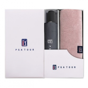 PGA 3단 7K 완전 자동 블랙메탈 우산 + 200g 코마사 타올 세트