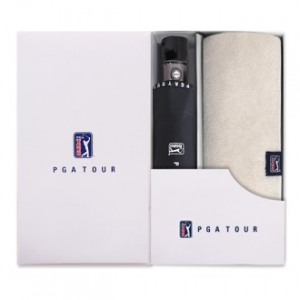 PGA 3단 완전 자동 로고 바이어스 우산 + 200g 코마사 타올 세트