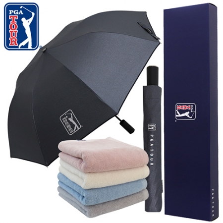 PGA 2단 자동 블랙메탈+200g 코마 사 타올세트 #2