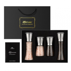 웰세스 WG-245S 히말라야 핑크솔트 블랙페퍼 그라인더 선물세트[핑크솔트 굵은입자 240G, 200G, 블랙페퍼 110G, 100G]