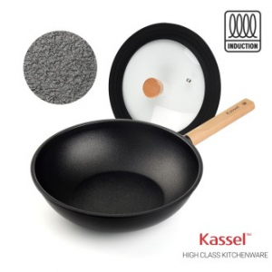 카셀 하이브리드 (Hybrid) 인덕션 (IH) 휠우드 티 타늄 궁중팬 (웍) 28cm +실리콘 멀티 뚜껑