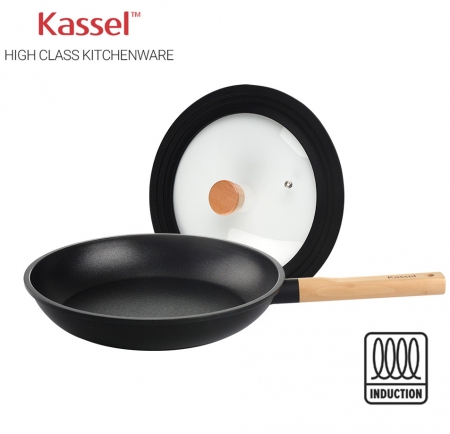 카셀 하이브리드 (Hybrid) 인덕션 (IH) 휠우드 티타늄 프라이팬 28cm +실리콘 멀티 뚜껑 #2