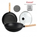 작은이미지: 카셀 하이브리드 (Hybrid) 인덕션 (IH) 휠우드 티 타늄 프라이팬 3종 B 세트 (프라이팬 28cm +궁중팬 28cm +유리뚜껑 28cm) #2