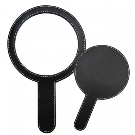 가죽PU 스티치 원형 손거울 #2