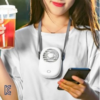 넥밴드형 사각 미니선풍기 (1200mAh) 휴대용 목걸이 선풍기 핸즈프리