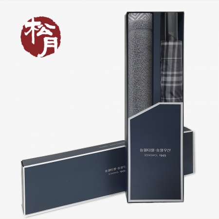 송월 MC2 풍차 타올 + 2단 모던체크 우산 2P 세트, 기념수건, 기념선물 #2
