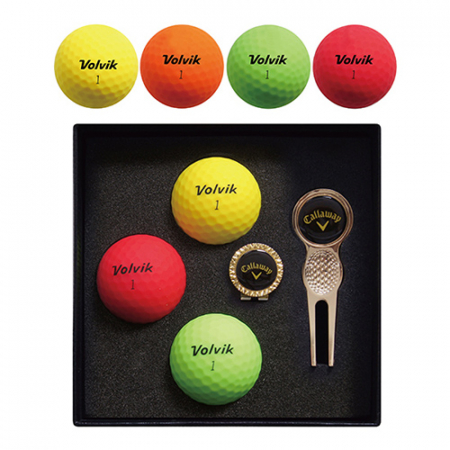 볼빅 플라이온 칼라볼 +그린 보수기 볼마커 (골드) +볼마커 (골드) +자석클립 (골드) 세트 #2