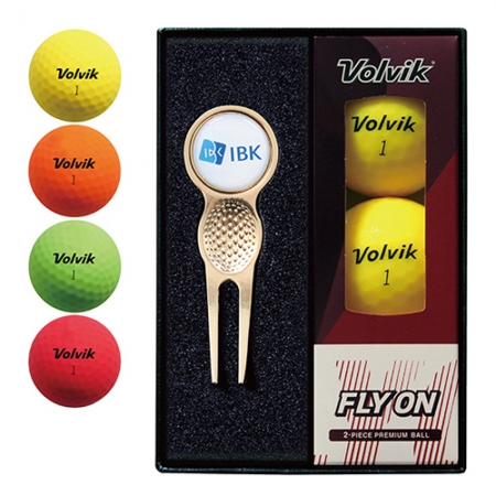 볼빅 플라이온 칼라볼+ 그린 보수기 볼마커 (골드) 세트 #2